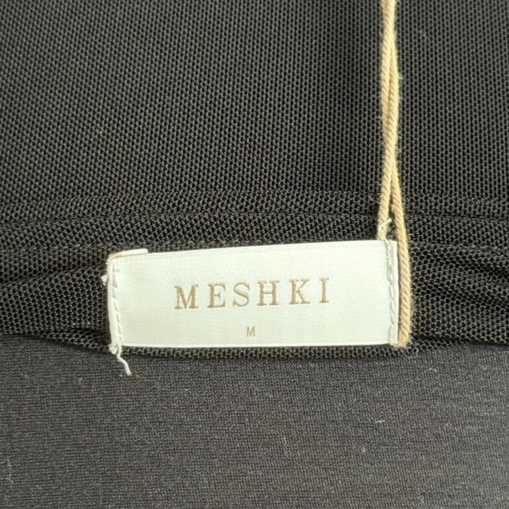 MESHKI Josie Off Shoulder Mesh Maxi Dress Black Women's Long Sleeve Size M - Picture 3 of 16